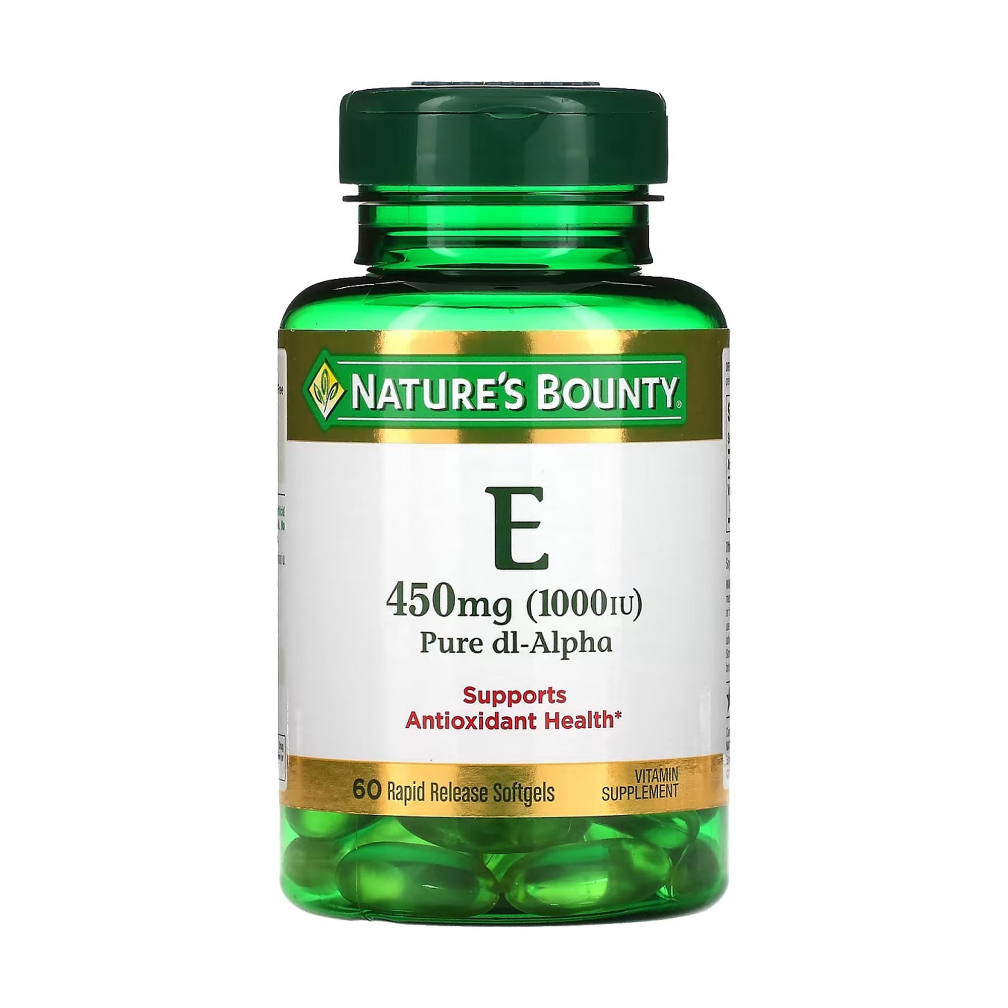 Вітамін E Nature's Bounty E 450 мг (1000 МО), 60 гелевих капсул